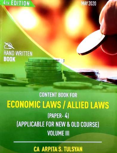 ARPITA S TULSYAN For CA Final Hand Written Book on Company Law And Economics Laws & Allied Laws Paper 4 (Set of 4 Volume ) by ARPITA S TULSYAN