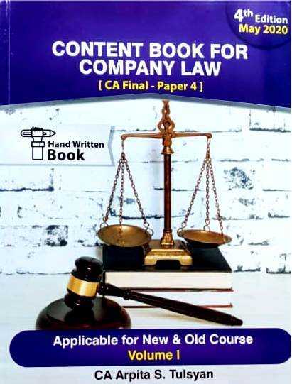 ARPITA S TULSYAN For CA Final Hand Written Book on Company Law And Economics Laws & Allied Laws Paper 4 (Set of 4 Volume ) by ARPITA S TULSYAN